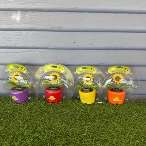 Solar Powered Dancing Sunflower Desk Car Dashboard Decor Multi Color Lot of 4